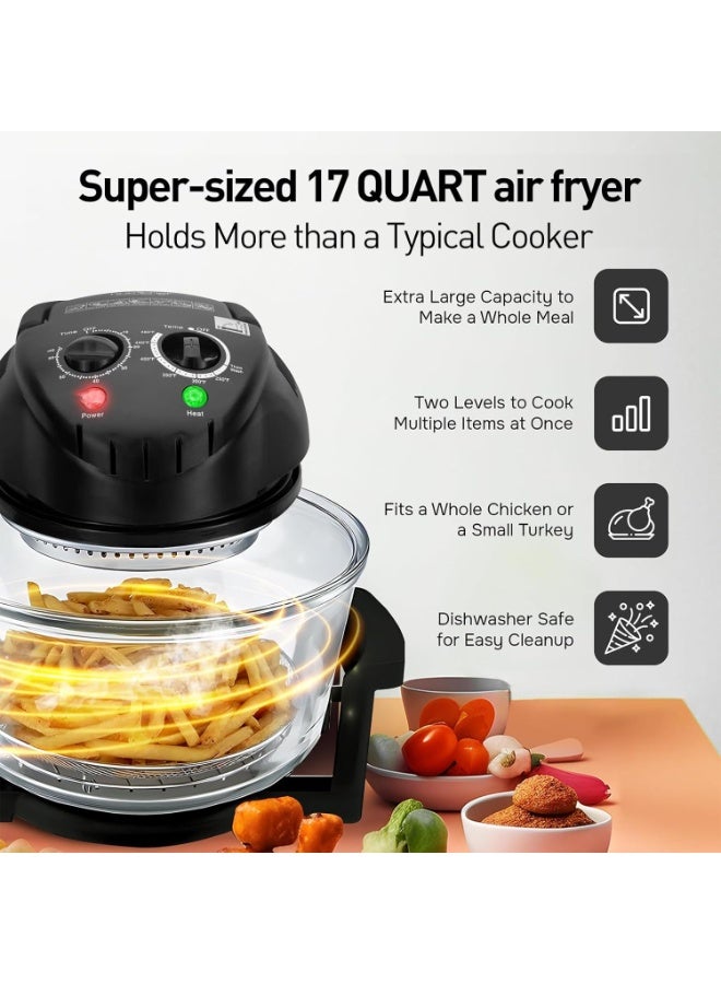 Bukela 8 in1 Glass Air Fryer Non Toxic,17 Quart Convection Oven Countertop Air Fryer Glass, Healthy Kitchen Bake,Grill,Steam Broil, & Roast -Includes Bowl,Broil Rack,Toasting Rack - Image 2